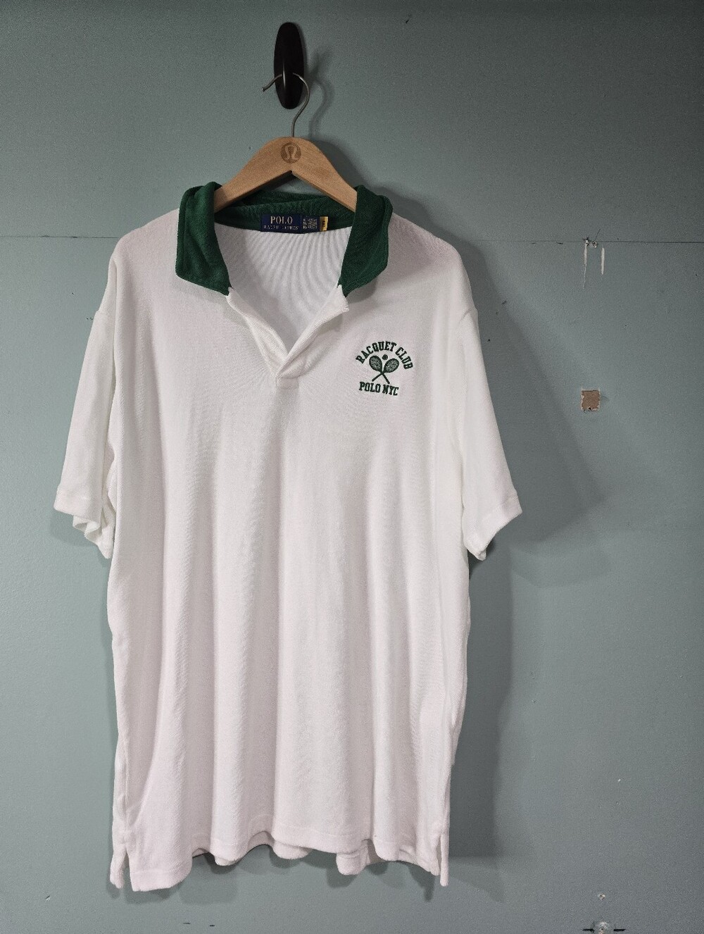 Polo Ralph Lauren Racquet Club Terry Cloth White Shirt Size XL Preppy Coastal